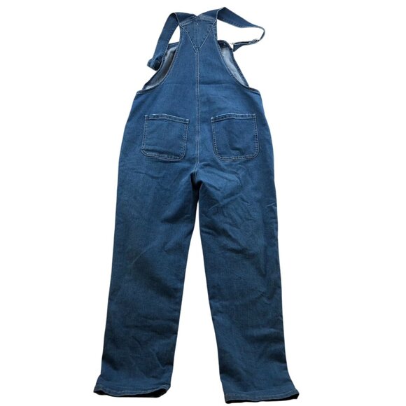 Womens Denim Bib Overalls Large Blue Casual Y2K Straight Leg Classic Cotton - Picture 2 of 11